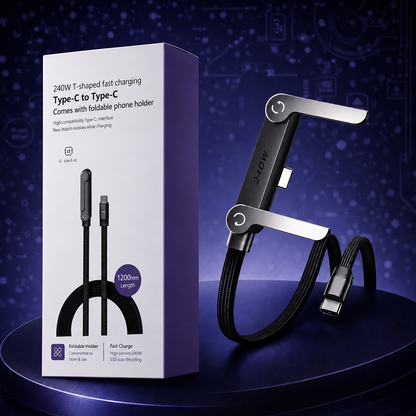 Fast Charging Foldable Phone Holder Cable